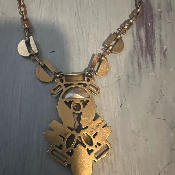 STELLA & DOT 26” lariat red orange statement crystal enamel NECKLACE GOLD TONE - Picture 11 of 14